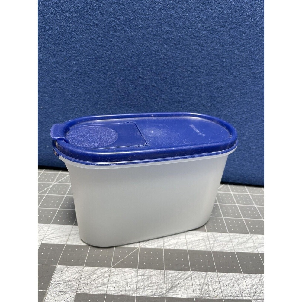 Tupperware Modular Mates Oval #2 Container 1.1 Liter Blue Seal #1612 Pour